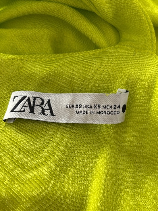 Zara Neon Lime Viral Ruched Blogger Fave Keyhole Mini Dress XS - Picture 6 of 11